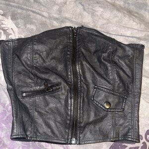 Faux Leather Sleeveless Tube Top